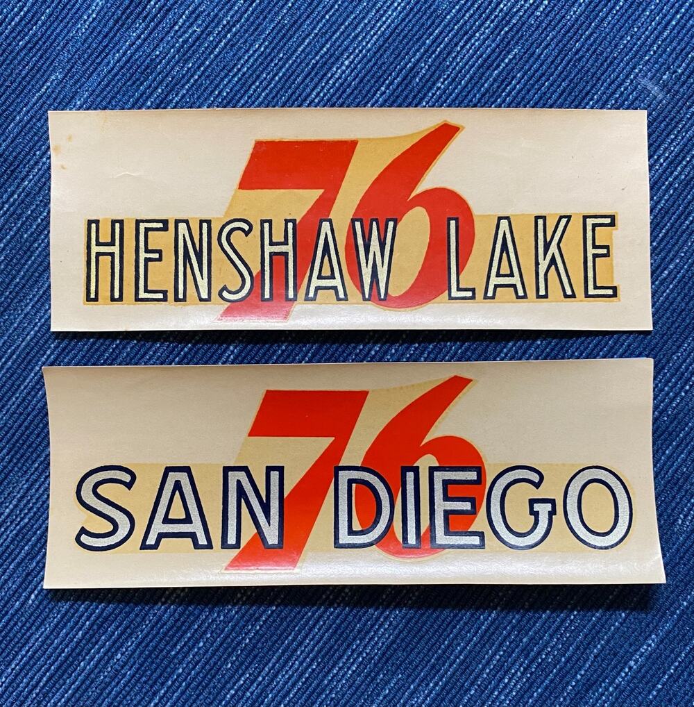 VTG Union 76 Oil Henshaw Lake San Diego California Decal Gas Station Souvenir